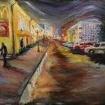 McDonalds number 10.Old Arbat Street. Series 12 McDonald Moscow. Oil on canvas 12092cm(47x36 inch) 2012. Painting available at Ward-Nasse Gallery NYC (www.ward-nassegallery.net) 