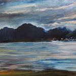 Sunset in the bay. 23x63in. oil on canvas. 2013. Ordzhonikidze.Krym. SOLD. Author can repeat painting. 