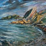 Fallen rock. 23x31in. oil on canvas. 2013. Ordzhonikidze.Krym. Painting is available in Moscow. 