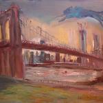04 Blue dog and Brooklyn Bridge.Oil on canvas. 2013 New York. 40'x27'SOLD. Author can repeat painting. 
