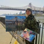 11 Blue dog and Queens Bridge.Oil on canvas. 2013 New York. SOLD. Author can repeat painting. 